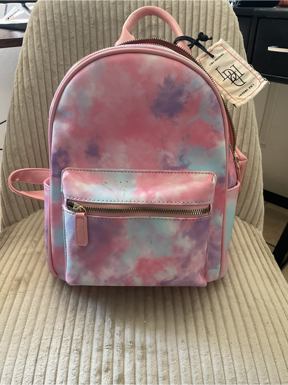 Pastel Tie-Dye Pink Mini Backpack - Womens Bag